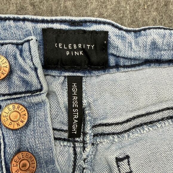Celebrity Pink Jeans Womens Size 9/29 (30X28) Distressed High Rise Straight Leg‎ - Picture 4 of 15